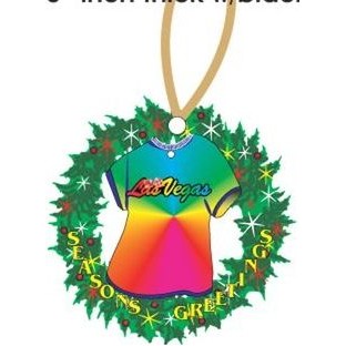 Las Vegas w/ Dice T-Shirt Wreath Ornament on Black Back (4 Square Inch)