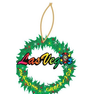 Las Vegas w/ Poker Chip Wreath Ornament w/ Clear Mirrored Back (4 Square Inch)