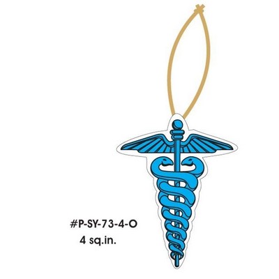 Caduceus Promotional Ornament w/ Black Back (4 Square Inch)