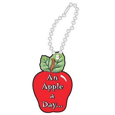 Apple w/ Daily Apple Slogan Key Chain w/ Black Back (4 Square Inch)