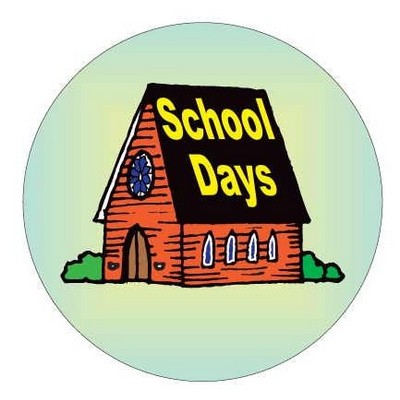 School Days House Round Badge w/ Bar Pin (2 1/2" Diameter)