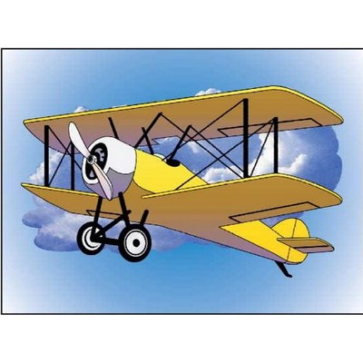 Yellow Bi-Plane Rectangle Badge w/ Bar Pin (2 1/2"x3 1/2")