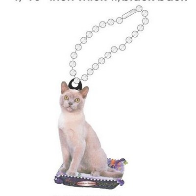 American Burmese Cat Promotional Key Chain w/ Black Back (3 Square Inch)
