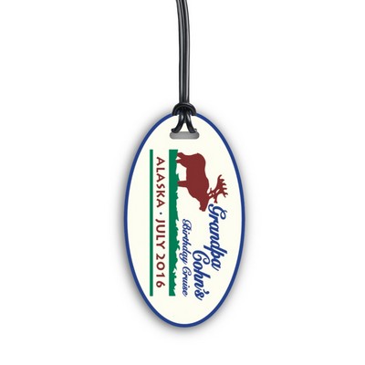 Full Color Write On Tag w/ Flexible Plastic Loop Strap (Oval 3.5"x2")