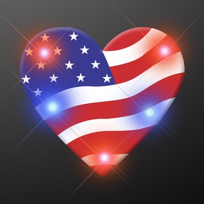 Light Up Heart of America Flashing LED Pins - BLANK