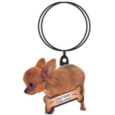 Long Haired Chihuahua Keychain w/Mirrored Back (10 Square Inch)