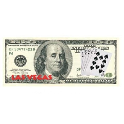 Las Vegas Royal Flush $100 Bill Magnet w/ Strip Magnet (10 Square Inch)