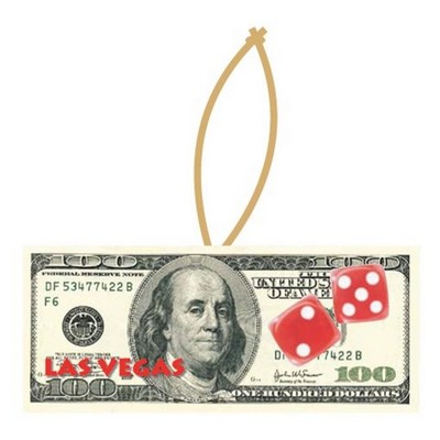 Las Vegas Dice $100 Bill Ornament w/ Black Back (10 Square Inch)