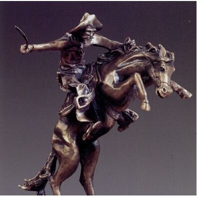 Western Cowboy on Rearing Horse Trophy w/Oblong Base (11"x14")