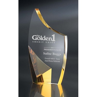 Trance Amber Yellow Optic Crystal Award