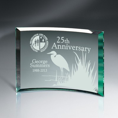 Beveled Jade Glass Crescent Plaque (Xtra Large)