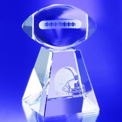 5 1/2" Crystal Award-Clear Football w/ Tall Base
