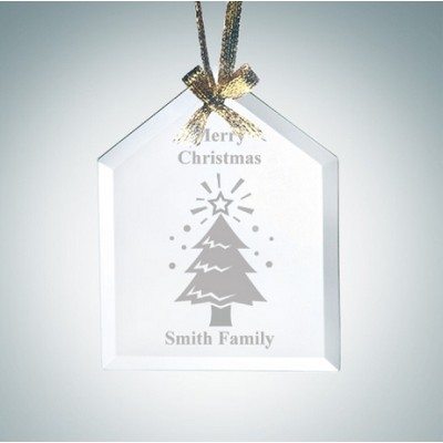 Beveled House Shape Jade Glass Ornament