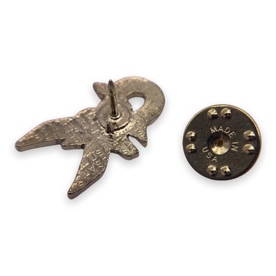 Black Awareness Ribbon w/Dove Lapel Pin