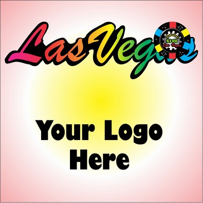 Las Vegas w/ Poker Chip Metal Photo Magnet (2 1/2" Square)