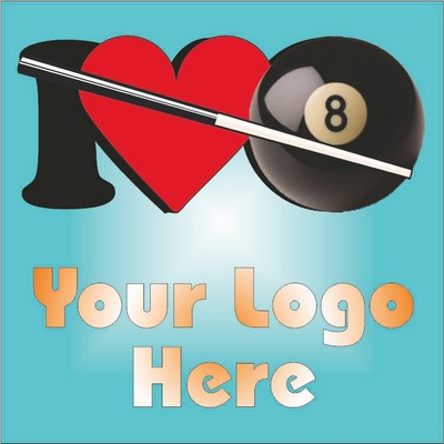 I Love Pool Metal Photo Magnet w/ Magnetic Back (2 1/2" Square)