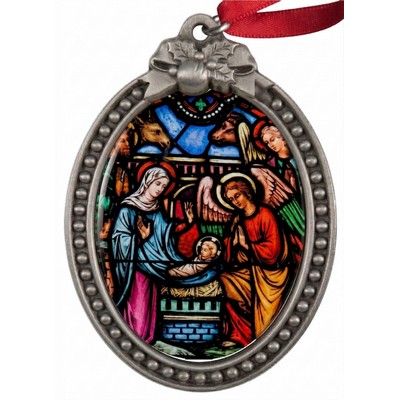 Stock ColorPrint Stained Glass Nativity Ornament