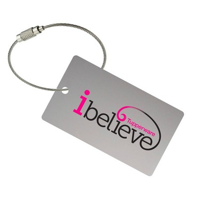 USA Made Sublimated Aluminum Tags w/ Stainless Cable Strap (1-5 Sq. Inches)