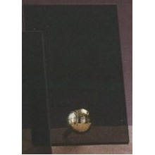 Smoked Glass Plaque Award w/Gold Basketball Accent & Gold Plastic Mounts (4"x6.5")