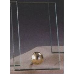 Clear Glass Plaque Award w/Baseball Golf Accent & Gold Plastic Mounts (6"x8.5")