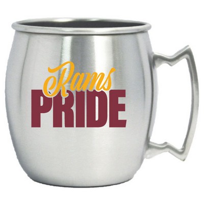 14 Oz. Brushed Stainless Steel Moscow Mule Mug w/ Built In Handle