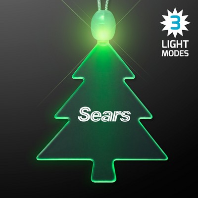 Acrylic Christmas Tree Shape Necklace with Green LED - PRINTED