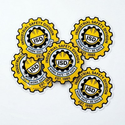 .004 Custom Shape Clear Gloss Vinyl / low tack adh face Decals (7.1 to 12 sq in) Full Color