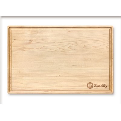 Reversible Solid Maple Cutting Board w/Arched Sides & Juice Groove (11"x17")
