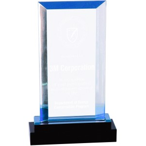 Solitaire Acrylic Award with Crystal Base, Blue, 8"H
