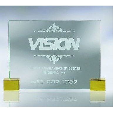 Small Jade Glass Plaque w/Chrome Corners Award