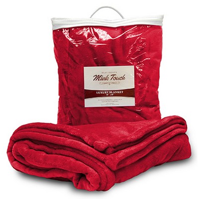 Mink Touch Luxury Blanket 50"X60"-- Red -- (Embroidered)