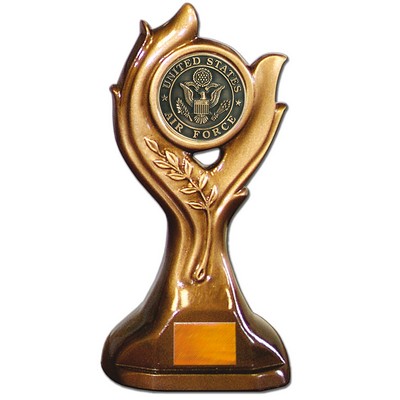 Stock Victory 9" Trophy with 2" US Air Force Coin and Engraving Plate