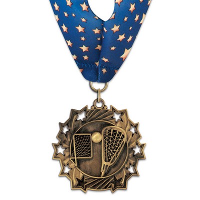 Lacrosse TS Medal w/Stock Millennium Neck Ribbon (2½")