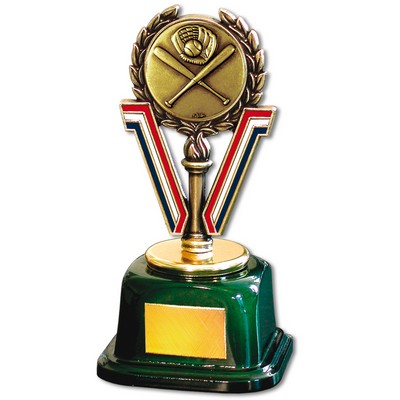 Stock 7" Trophy with 2" Baseball General Medal and Engraving Plate