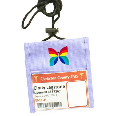 Purple Non-Woven Convention Pouch w/Rope Lanyard