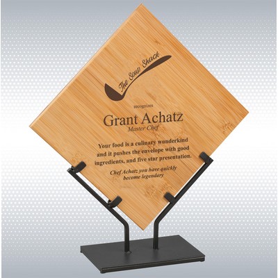 14.25" Bamboo Memorial Plaque On Iron Stand