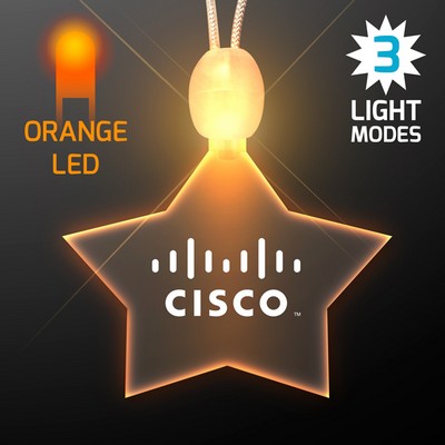 Light Up Promotional Acrylic Star Necklaces with Amber LED - PRINTED