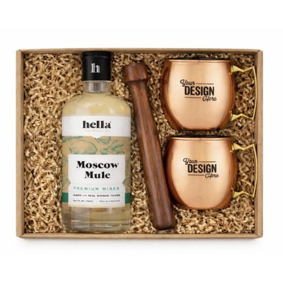 Moscow Mule Cocktail Gift Box with Copper Mugs