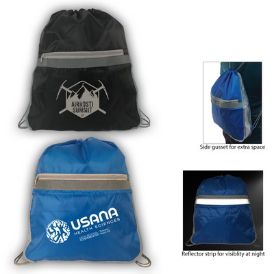 Spacious Drawstring Backpack with Reflector