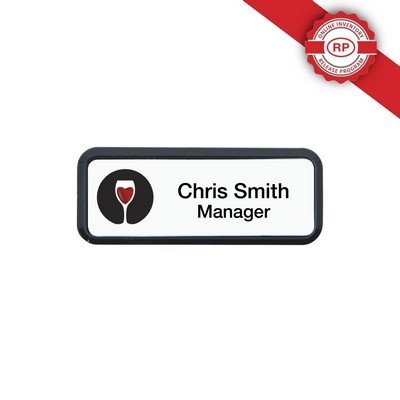 Plastic Framed Badges Rounded Corners - Personalized 1"X3" (UV Inkjet & Engraved)