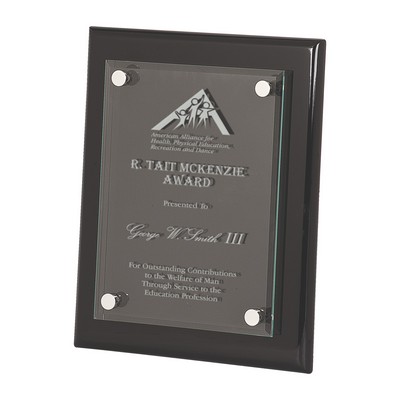 Black Piano Finish Floating Glass Plaque (9"x12")