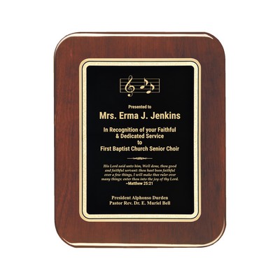 Black Plate Rosewood Piano-Finish Plaque w/Elliptical Edge (7"x9")