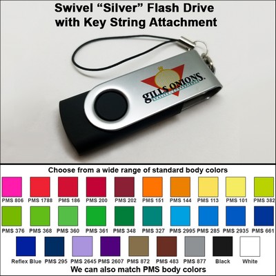 1 GB Swivel "Silver" Flash Drive w/Key String Attachment