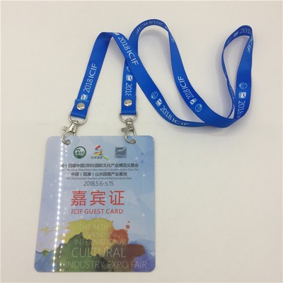 Two Holes Plastic Exhibition Card with Lanyard