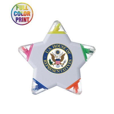 Union Printed - Multi-Color Star-Shaped Highlighter with Full Color Logo