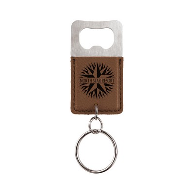 Leatherette Bottle Opener Keychain (Dark Brown)