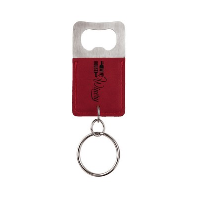 Leatherette Bottle Opener Keychain (Rose Red)