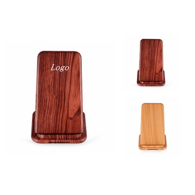Wood Grain Phone Holder Qi Wireless Fast Charger Pad/ Base 10W