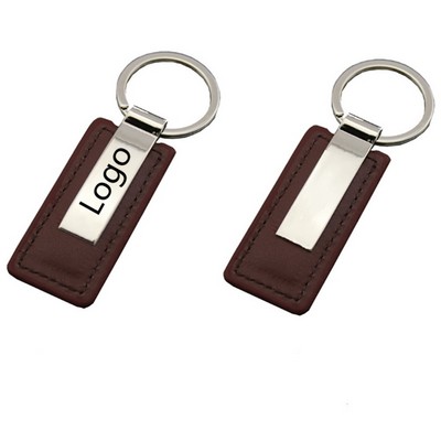 PU Leather Keychain - Silver & Brown Options