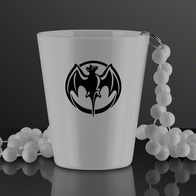 White Shot Glass Bead Necklace 1.5 oz. (NON-Light Up) - PRINTED